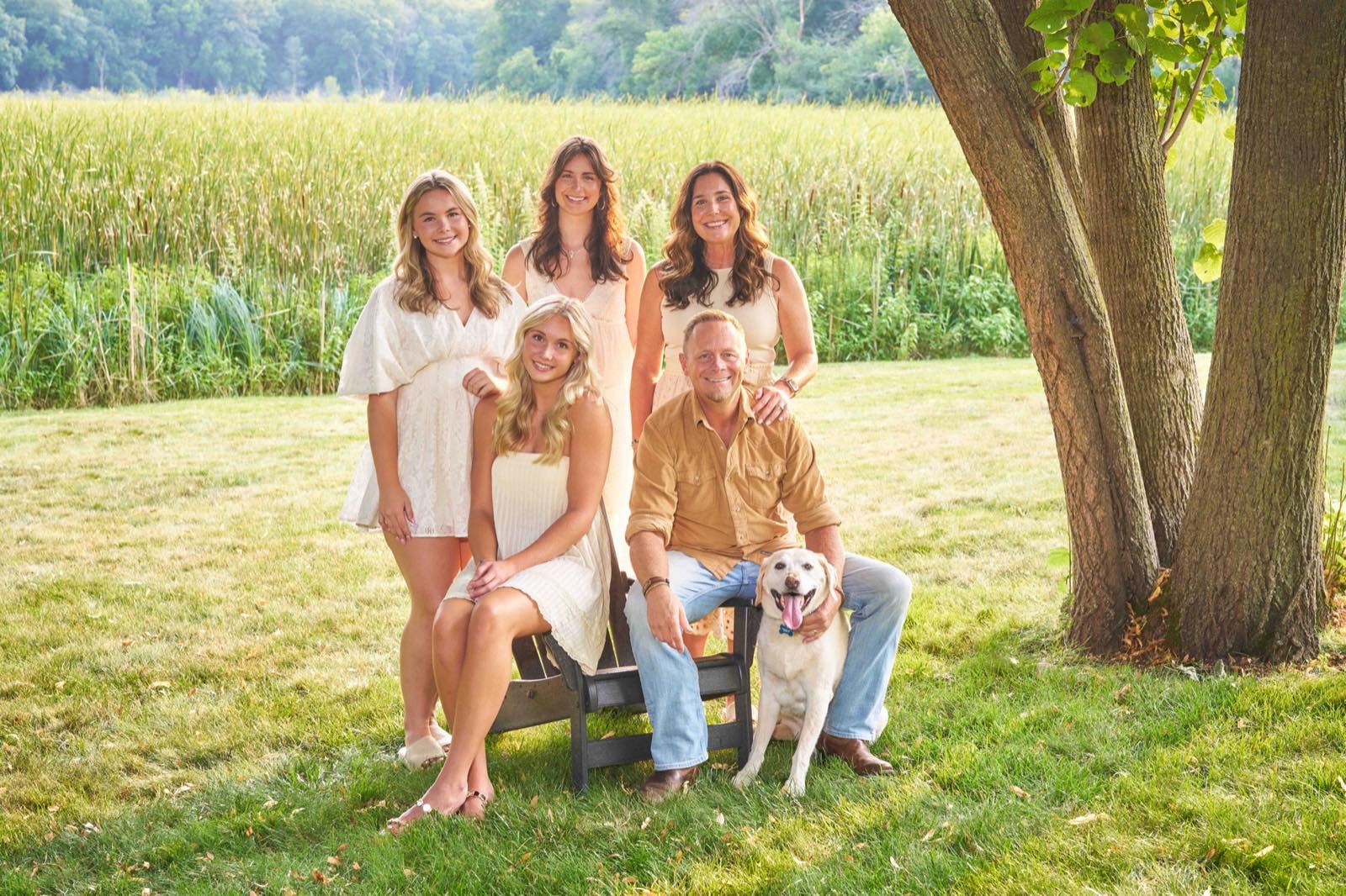 The Hatzung family in their backyard